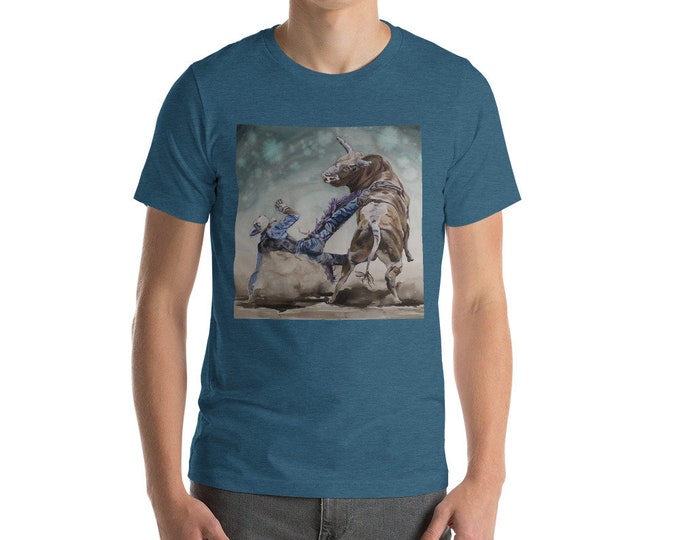 Bull Rider Short-Sleeve Unisex T-Shirt- Watercolor Painting on T Shirt