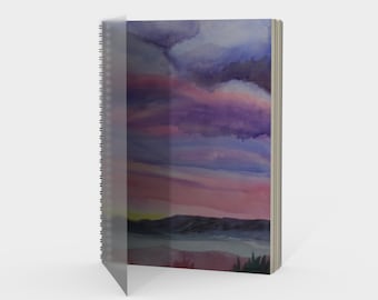 Desert Sunset spiral- Watercolor Painting on Sketchbook, Note Book, Drawing Book