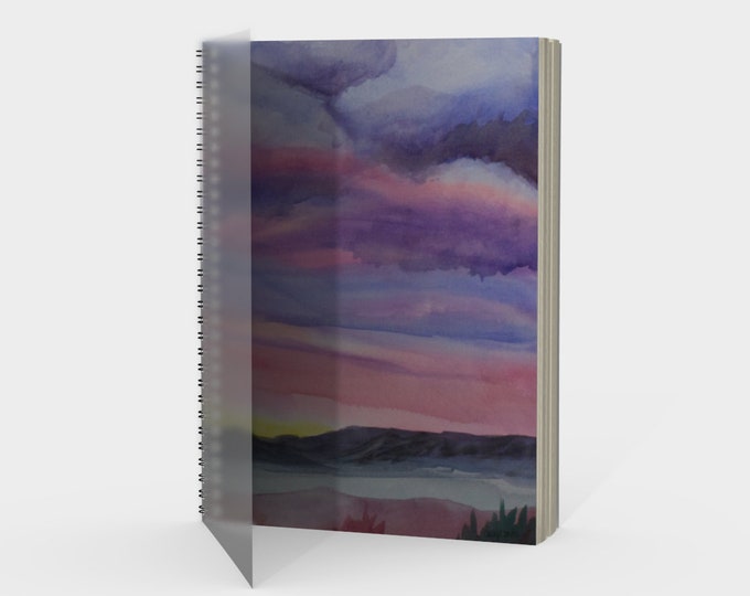 Desert Sunset spiral- Watercolor Painting on Sketchbook, Note Book, Drawing Book