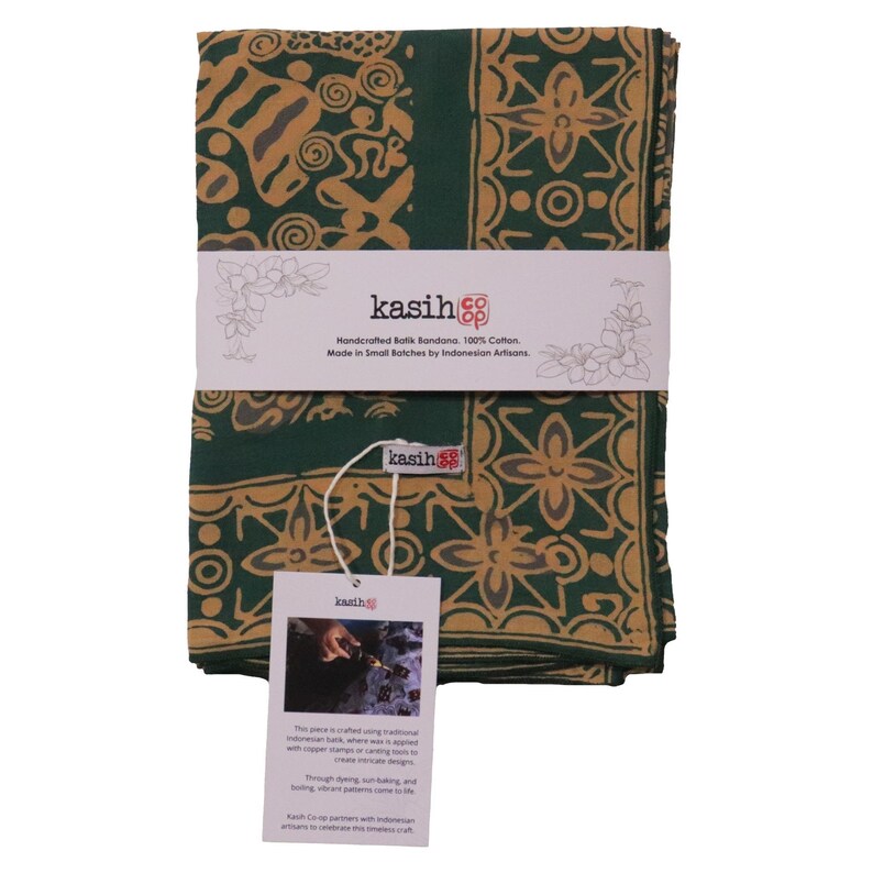 Indonesia Batik Bali, Large 39" Hand Dyed Batik Bandana, 100% Cotton, XL Abstract Flowers, Transformative Teal, Tan, Blue, Aqua, Floral Face image 5