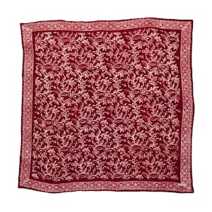 Large 39" Hand Dyed Batik Bandana, 100% Soft Cotton, Cherish, Red, White, Maroon, Burgundy, Bright, Floral Square, Chemotherapy, Chemo Scarf