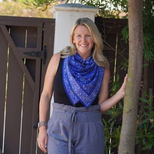 Large 39" Hand Dyed Batik Bandana, 100% Soft Cotton, Wrap, Blue, Floral Square, Scarf, Navy, Large, XL, Oversized, Big, Wrap, Men's, Sarong