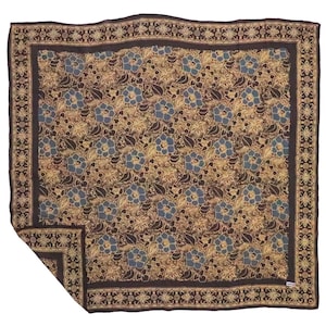 Large 39" Hand Dyed Batik Bandana, 100% Soft Cotton, Spotted Flowers Gray, Blue Grey, Neutral, Wild Rag, Cowboy Bandana, Western, Face Dust