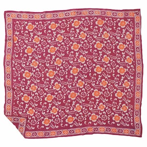 Wild Rags for Women, Large 39", Hand Dyed Batik Bandana, Plumeria, Pink Lilac, Oversized, XL Scarf, Peach, Floral Festival, Cowgirl, Gift