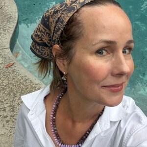 Batik Bandana, gray Lightweight 100% cotton, hand dyed hand printed, wax and dye method, Soft, Java, Indonesia Gift Woman Nurse Pirate Hair