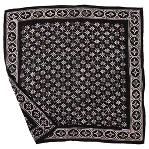 Hand Dyed Batik Bandana, Dark Floral Flower, Soft Cotton, Black Mirage, Square, Scarf, Festival, Safari Face Cover Gift Kerchief, Geometric