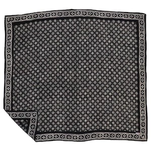 Large 39" Hand Dyed Batik Bandana, 100% Soft Cotton, Black Mirage, White, Monochrome, Square, Festival, Men's, Chemo Gift, Safari Face Cover