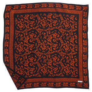 Hand Dyed Batik Bandana, 100% Soft Cotton, Tribal Panther Paws, Black, Brown, Orange, Tonga Batik Indonesia Scarf, Tapestry, Cowboy Bandanna