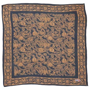 Batik Bandana, gray Lightweight 100% cotton, hand dyed hand printed, wax and dye method, Soft, Java, Indonesia Gift Woman Nurse Pirate Hair