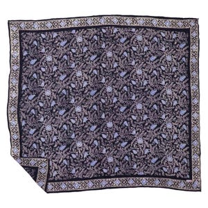 Large 39" Wild Rag Batik Bandana Blue Navy Foliage, 100% Soft Cotton, Hand Dyed Hair scarf Desert Floral Wrap,Flower, Giant, Grande, Bigger
