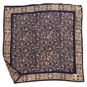 Hand Dyed Batik Cowboy Bandana, 100% Soft Cotton, Starry Night, Navy Blue, Cream, Yellow,  Dust Desert Mask, Wrap Handcrafted, Indonesia