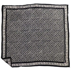 Large 39" Hand Dyed Batik Bandana, 100% Soft Cotton, Horn Beetle Black White Grey, Dust Desert Geometric Wrap, Soft, Giant, Grande, Bigger