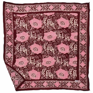 Hand Dyed Indonesian Batik Bandana, Pink Corpse Flower, Red, Pink, Burgundy Red,  Stocking Stuffer, Gift Under 25, Useful Gifting, Tie Dye