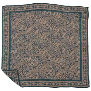 Indonesia Batik Bali, Large 39" Hand Dyed Batik Bandana, 100% Cotton, XL Abstract Flowers, Transformative Teal, Tan, Blue, Aqua, Floral Face image 1