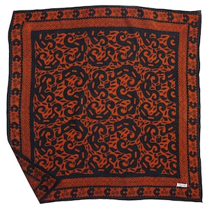 Hand Dyed Batik Bandana, 100% Soft Cotton, Tribal Panther Paws, Black, Brown, Orange, Tonga Batik Indonesia Scarf, Tapestry, Cowboy Bandanna