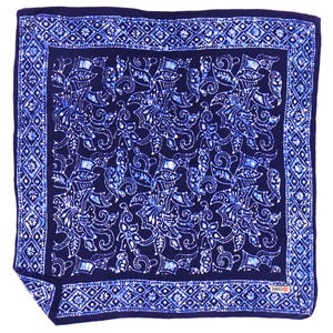 Hand Dyed Batik Cotton Bandana: Navy Blue Wings Hair Scarf