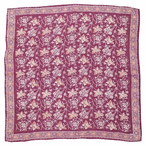 Large 39" Hand Dyed Batik Bandana, 100% Soft Cotton, Royal Flutter, Butterfly, Purple, Pink