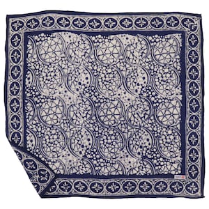 Hand Dyed Batik Bandana: Blue Stone Geometric Cotton Scarf