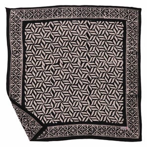 Hand Dyed Batik Bandana, 100% Soft Cotton, Onyx Pinwheel, Black White,  Floral Flower Square, Scarf, Festival, Gift Kerchief, Hair Bandana