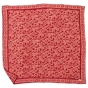 Large 39" Hand Dyed Batik Big Bandana, Red, Burgundy, XL Scarf, Flower, Floral Square, Scarf, Maroon, Gifting Wedding, Bridesmaid Gift Idea