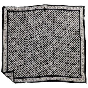 Large 39" Hand Dyed Batik Bandana, 100% Soft Cotton, Horn Beetle Black White Grey, Dust Desert Geometric Wrap, Soft, Giant, Grande, Bigger