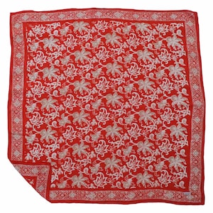 Cotton Bandana Scarf Keffiyeh Large 39" 100 cm Bandanna Wild Rags Cowboy Batik Bandana, 100% Soft Cotton, Flower Flora, Red, Square Scarf