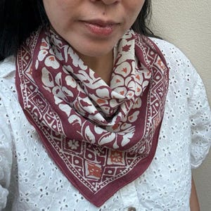 Hand Dyed Batik Breathable Bandana, Plum Haze, Floral, Purple, Scarf, 100 Cotton, Tapestry Floral, Gardening, Mom Gift Idea, Chemo, Hiking