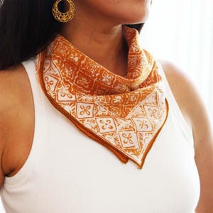 Hand Dyed Batik Bandana, 100% Soft Cotton Square Scarves, Brown, Auburn, Lightweight Useful Gift Woman Man Safari Scarf Neckerchief Kerchief
