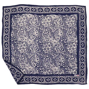 Hand Dyed Batik Bandana: Blue Stone Geometric Cotton Scarf