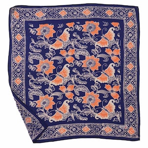 Hand Dyed Batik Bandana, 100% Soft Cotton, Passion Flutter, Blue, Peach, Orange, Pink Navy, Dust Desert Face, Wrap Handcrafted, Tie Dye