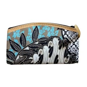 Monedero pequeño con estampado batik hecho a mano, monedero, pequeño almacenamiento artesanal, Island Luxe, bolso tropical, Resort Core, neceser pequeño para maquillaje