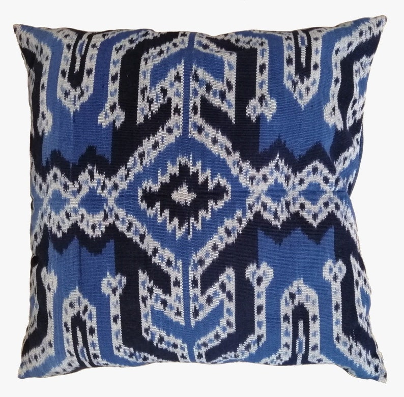 Ikat Pillow Cover 20inches x 20inches Cover Only with No Insert Blue
