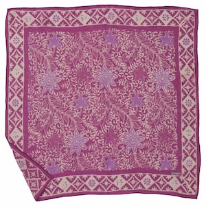 Fair Trade Hand Dyed Batik Bandana, 100% Soft Cotton, Pink Lilac, Reversible Square Scarf, Scarves, Hiking Festival Head Wrap, Purple