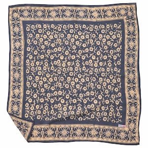Hand Dyed Batik Bandana, 100% Soft Cotton, Java Petals, Gray, Fair Trade, Square Scarf, Fair Trade Scarves, Grey, Monochromatic, Lightweight