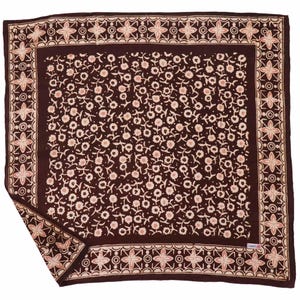 Hand Dyed Batik Bandana, 100% Soft Cotton, Java Petals, Brown, Mocha Mousse, Brown,  Dust Desert Face Mask, Wrap Handcrafted, Indonesia