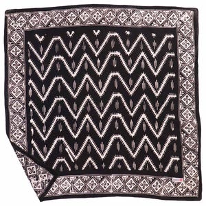 Hand Dyed Batik Bandana Chevron Soft Cotton Black, Men, ZigZag, Man, Geometric, White, Hair Scarf Wrap, Head Wraps, aztec, tribal, bali java