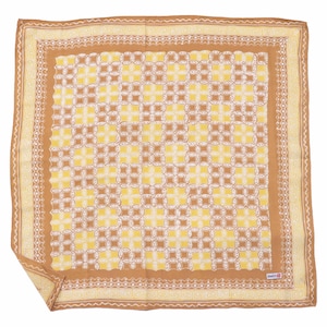 Hand Dyed Batik Bandana, 100% Soft Cotton, Royal Honey, Kawung, Yellow, Brown