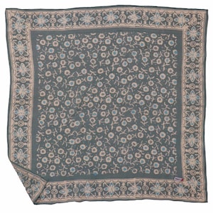 Hand Dyed Batik Bandana, 100% Soft Cotton, Java Petals, Gray, Fair Trade, Square Scarf, Fair Trade Scarves, Grey, Monochromatic, Lightweight