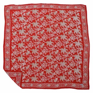 Cotton Bandana Scarf Keffiyeh Large 39" 100 cm Bandanna Wild Rags Cowboy Batik Bandana, 100% Soft Cotton, Flower Flora, Red, Square Scarf
