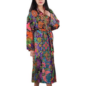 Handmade Quilt Quilted Patchwork Robe Kimono Cotton, Upcycled, Thick Patchwork Long Jacket Blazer Unique Gift Women Mom Her, Lounge