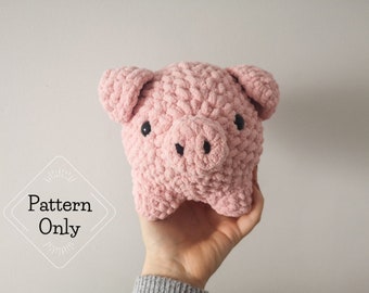 MOTIF/INSTRUCTIONS Cochon | Motif d'oreiller cochon | Joli motif de peluche de porc | Motif cochon au crochet