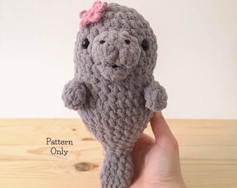 PATTERN/INSTRUCTIONS Manatee, Amigurumi Pattern, Manatee Pattern, Crochet Manatee Pattern, Animal pattern, Amigurumi, PDF Crochet Pattern
