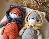 PATTERN/INSTRUCTIONS Fox and Wolf, Low-Sew Fox Pattern, Wolf Pattern, Crochet Fox Pattern, PDF Crochet Pattern