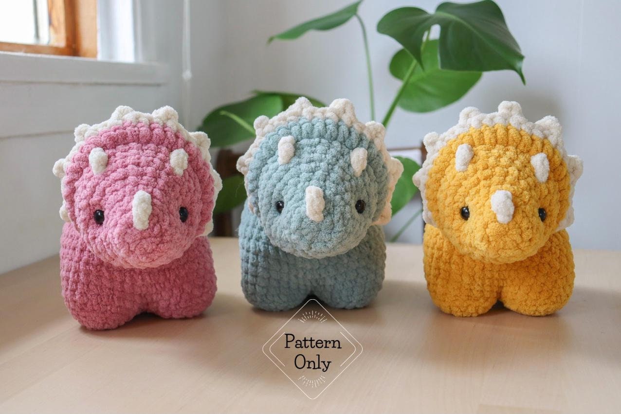 39 Triceratops Crochet Patterns for Dino Lovers, Nursery Decor, and Handmade Gifts 23 Pattern/instructions Triceratops