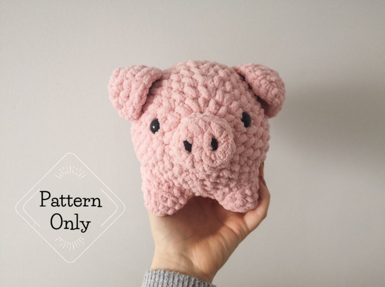 PATTERN/INSTRUCTIONS Pig Piggy Pillow Pattern Cute Pig Plushie Pattern Crochet Piggy Pattern image 1