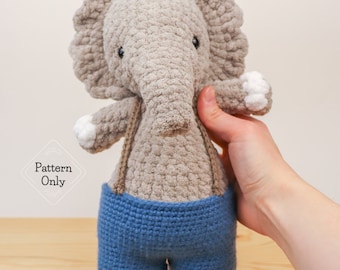 PATTERN/INSTRUCTIONS Elephant, Amigurumi Elephant Pattern, Elephant Pattern, Crochet Elephant Pattern, PDF Crochet Pattern