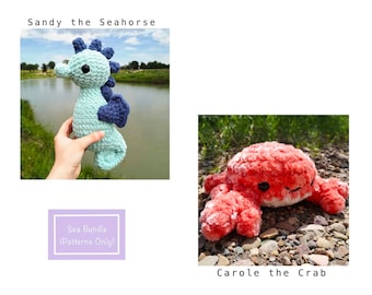 Häkelanleitung BUNDLE, Seepferdchen Häkelanleitung, Krabbe Muster, Seepferdchen Häkelanleitung | Sea Creature Häkelanleitung, Amigurumi, Häkelanleitung