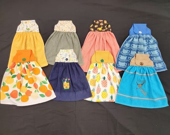 Floral, Gnomes, Tropical Fruits, Coffee Lovers, Giraffes, Heavier Weight Hanging Kitchen Towels/Hanging Hand Towels/Hanging Button Towels
