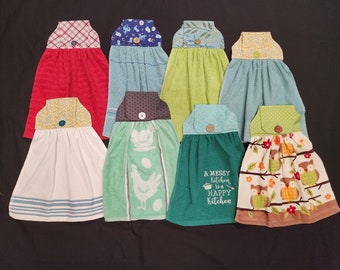 A Variety Chickens, Owls, Plaid, Florals, Western  Heavier Weight Hanging Kitchen Towel/Hanging Button Towel/Hanging Dish Towel/Stove Towel