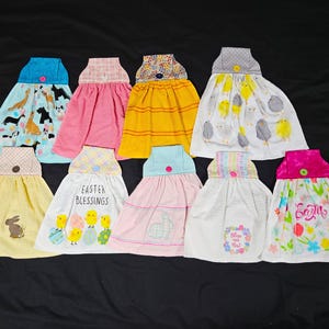 Easter Spring Hanging Kitchen Hand Towels with Button Closure